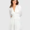 Belle & Bloom Shine Bright Ruched Mini Dress - White