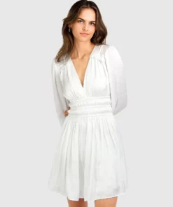 Belle & Bloom Shine Bright Ruched Mini Dress - White