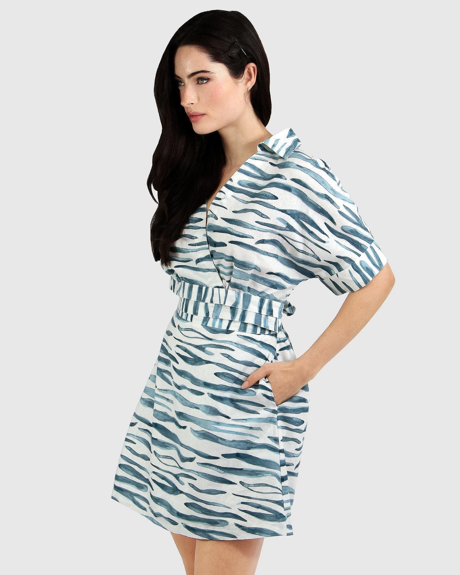 Belle & Bloom Open Arms Cut Out Dress - Ocean Ripple - Image 3