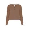 Lezat Layla Modal Cropped Henley Top - Pecan Tops