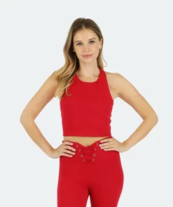 Lezat Mika Rib Movement Bra Tank - Red Tops