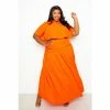 Buxom Couture Pleated Cropped Top And Skirt Set Skirts Orange