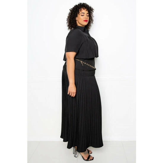 Buxom Couture Pleated Cropped Top And Skirt Set Skirts Black - Image 4