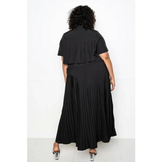 Buxom Couture Pleated Cropped Top And Skirt Set Skirts Black - Image 5