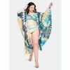Buxom Couture Tie-dye Cover Up With Wrist Band Swimwear Blue Tie Dye
