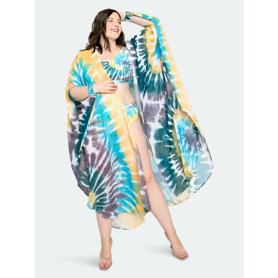 Buxom Couture Tie-dye Cover Up With Wrist Band Swimwear Blue Tie Dye - Image 2