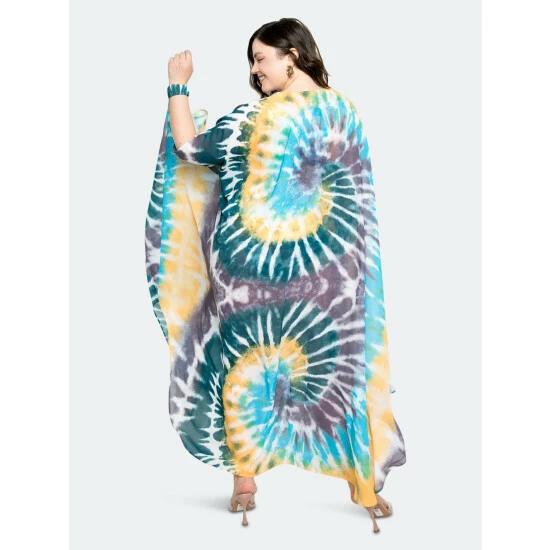 Buxom Couture Tie-dye Cover Up With Wrist Band Swimwear Blue Tie Dye - Image 4