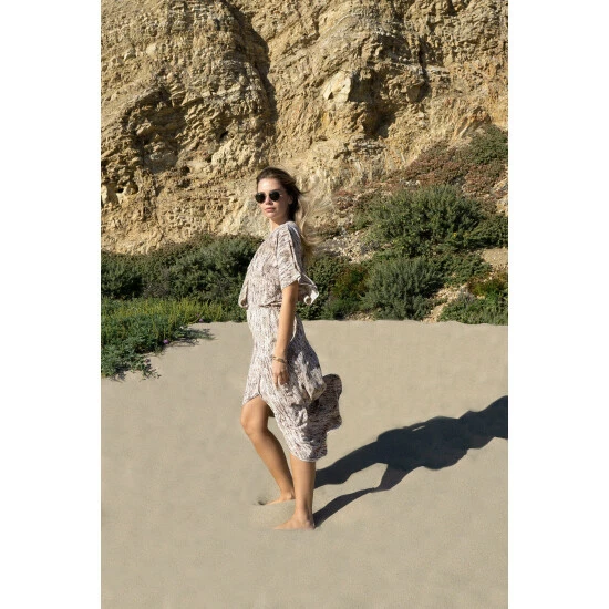 Lezat Joey Maxi Dress - Ecru Snake Dresses - Image 3