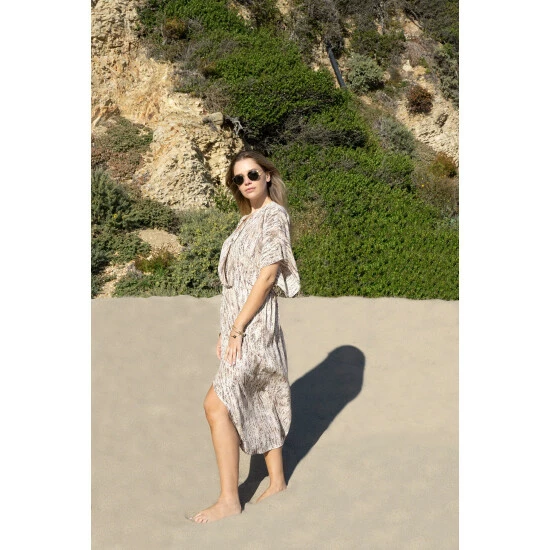 Lezat Joey Maxi Dress - Ecru Snake Dresses - Image 4