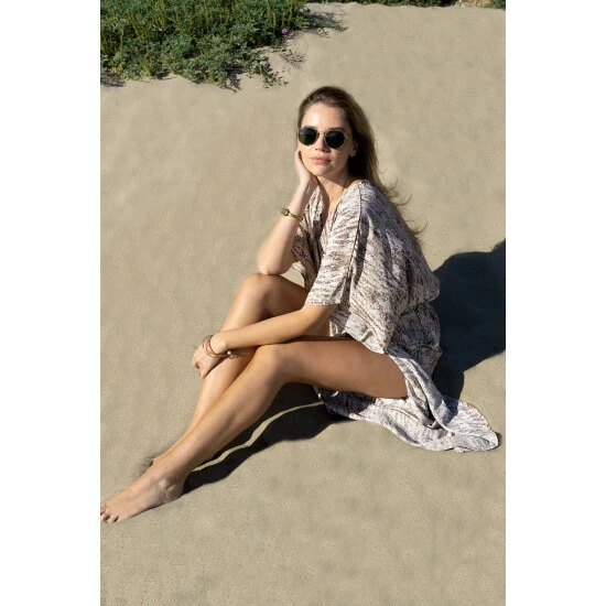 Lezat Joey Maxi Dress - Ecru Snake Dresses - Image 5